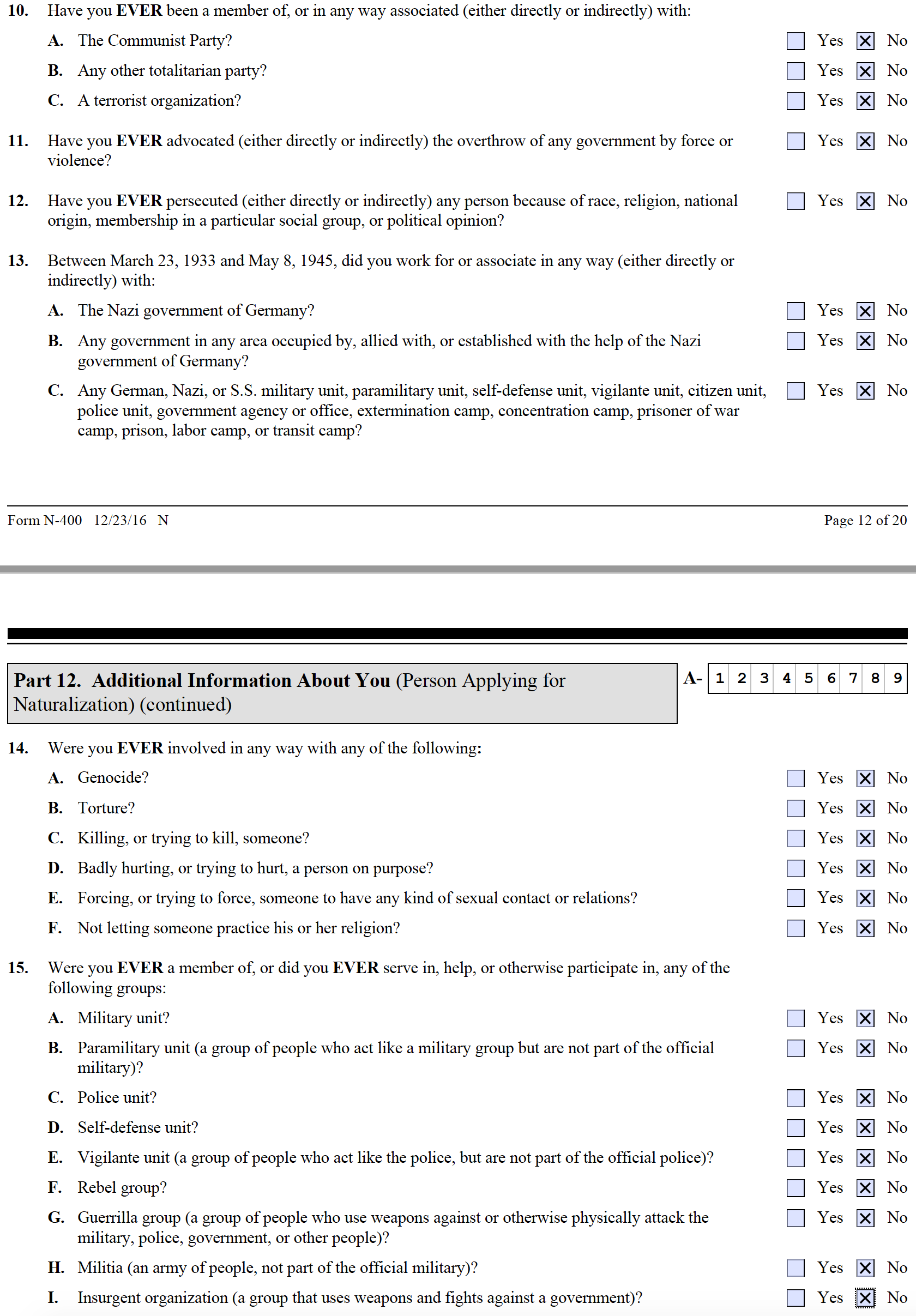 Citizenship N 400 Form Sample Master of Template Document