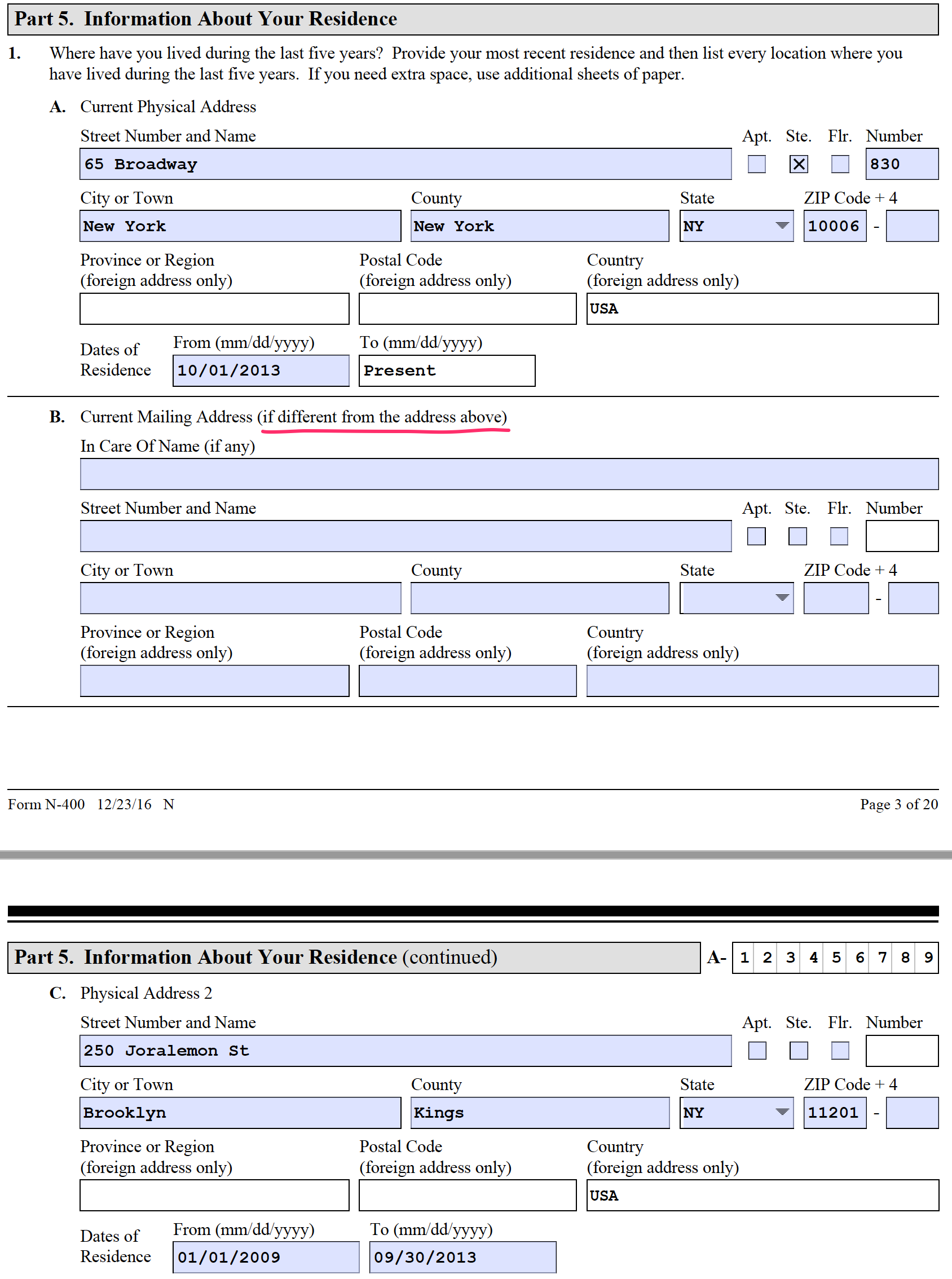 sample how to fill out form n-400