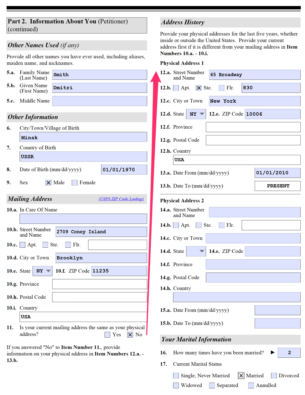 Page 2 Of 8 How To Fill Form I 130 And I 130A Complete Step By Step   I 130part2 