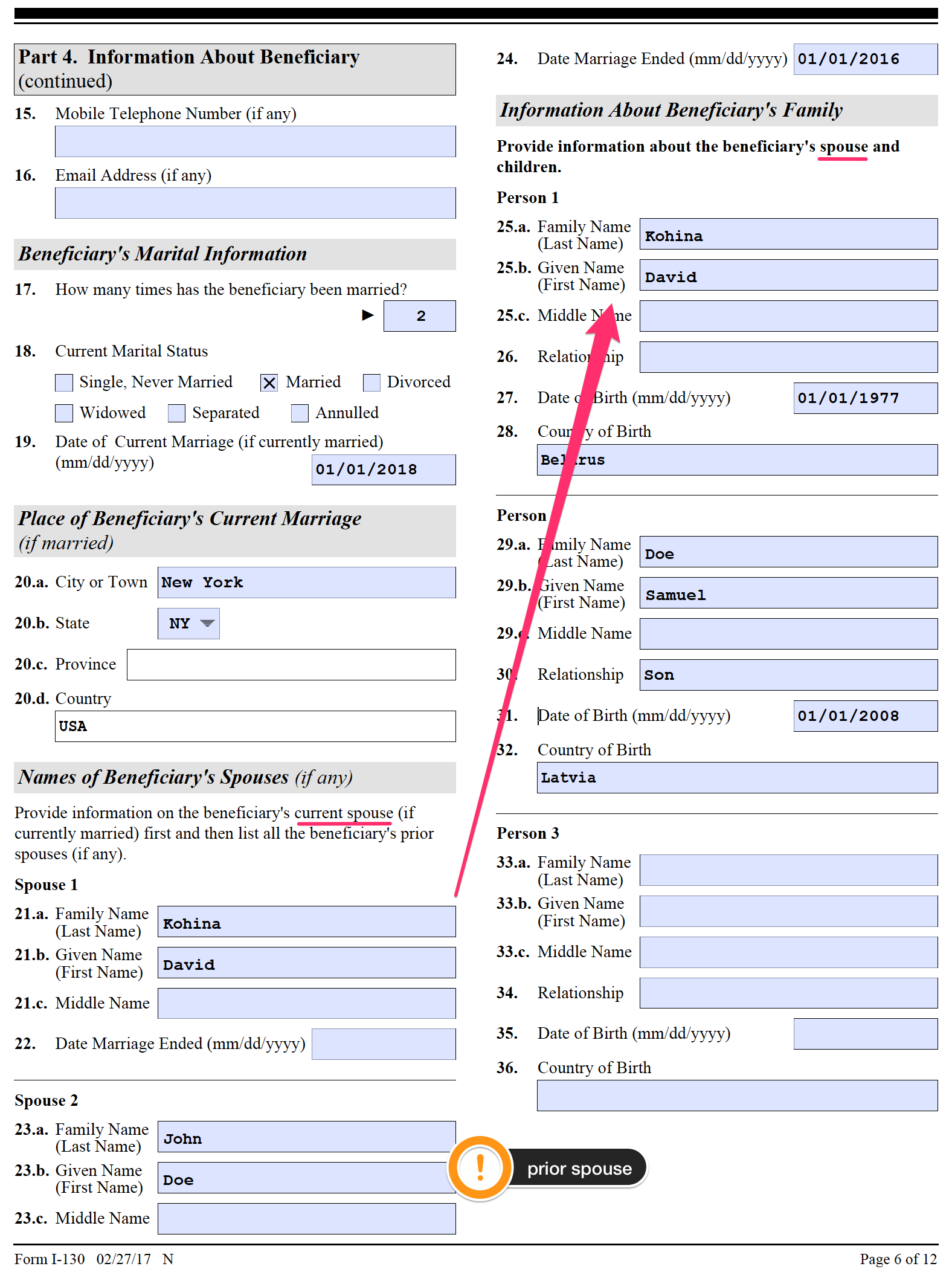 Page 4 Of 8 How To Fill Form I 130 And I 130a Complete Step By Step Guide With Examples And 9007